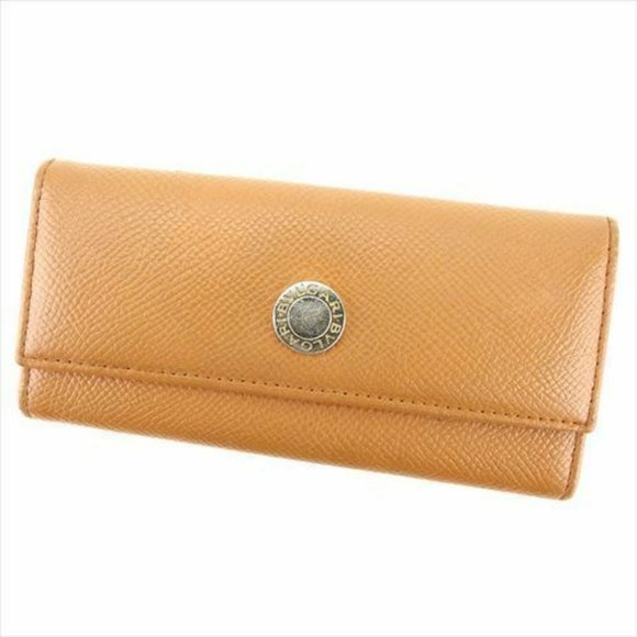 Bvlgari Key case Key holder Brown Gold leather Woman unisex T7782